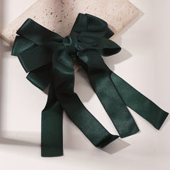 Green Tassel Bow Hair Clip Back Hair Tie For Ponytail Bun