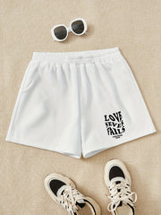 Girls Shorts ''Love Never Fail'' Print Casual Sweat Shorts