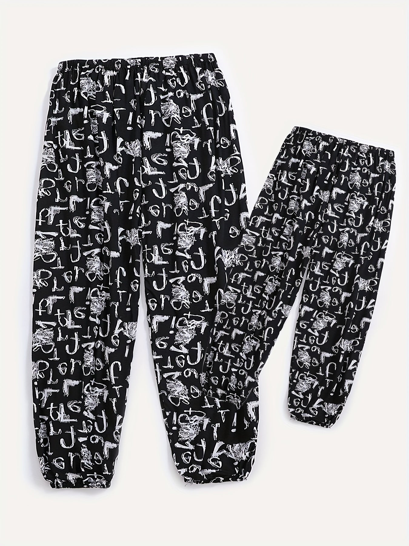 Alphabet Print Matching Sweatpants for Family Activities and Travel