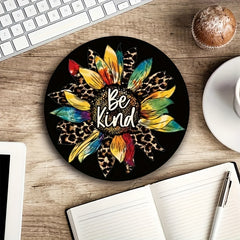 Leopard Sunflower Mouse Pad Round Laptop Game Office Anti Slip Waterproof