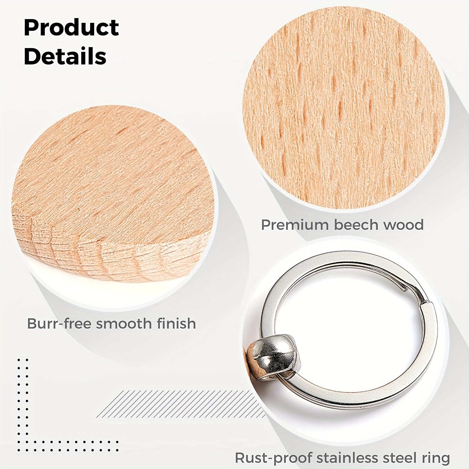 10 Pcs Blank Wood Keychains DIY Crafts Jewelry Making Pendants Bag Decorations