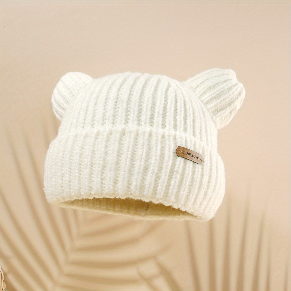 Solid Knit Bear Ears Beanie for Autumn Winter