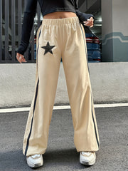  Women's Star Patch Drawstring Sporty Pants