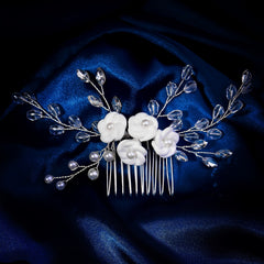MIALLO Bridal Hair Comb with Crystals & Floral Hairpin