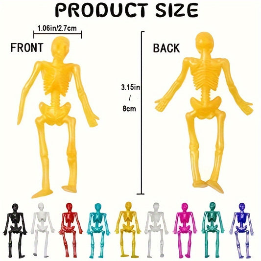 24pcs Halloween Stretchy Skeleton Toys Assorted Squishy Skulls Goody Bag Fillers