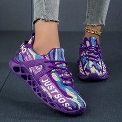 Women's Graphic Blade Athletic Sneakers Lace Up Weaving Shoes