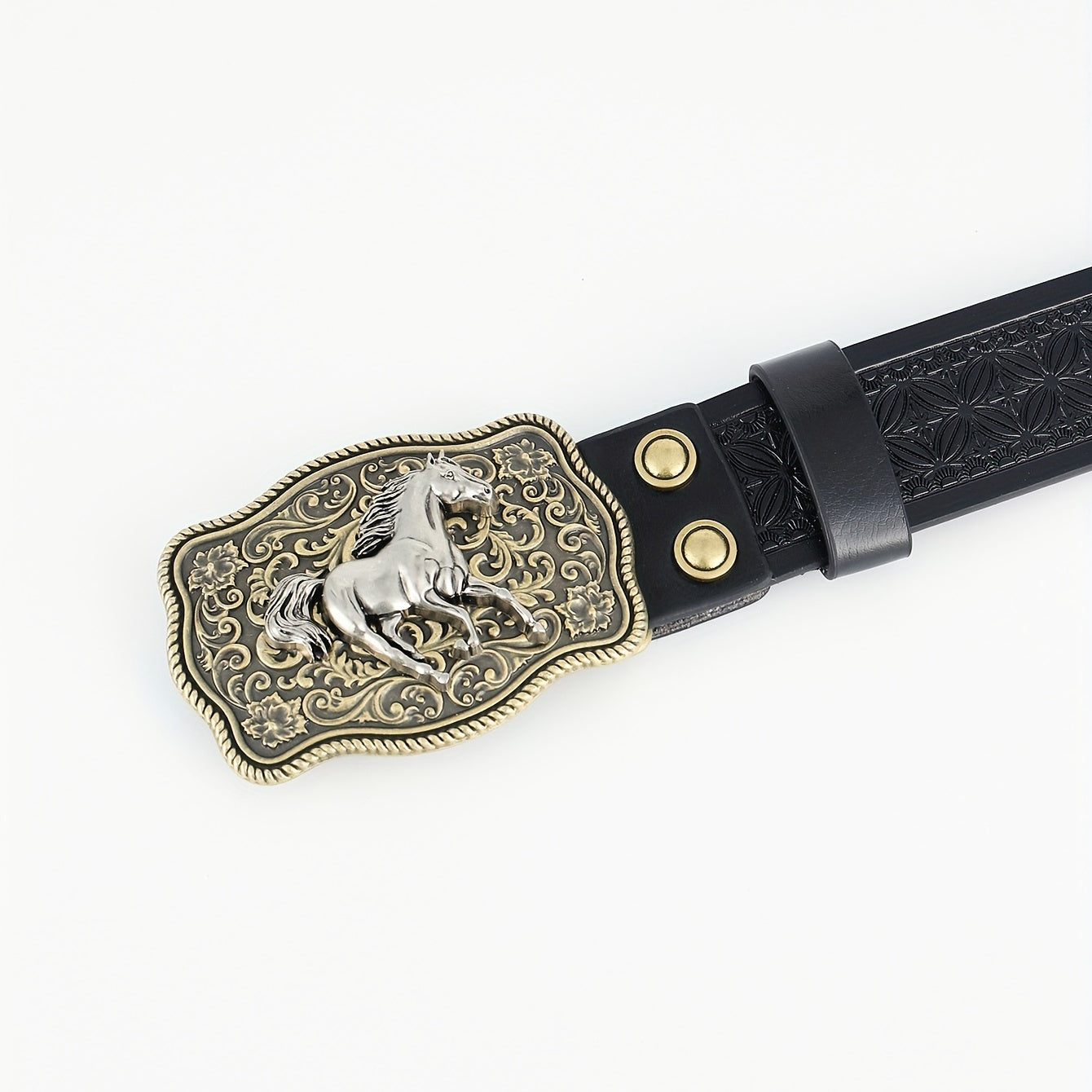 Western Cowboy Belt For Men Retro Running Horse Pattern Buckle Belts