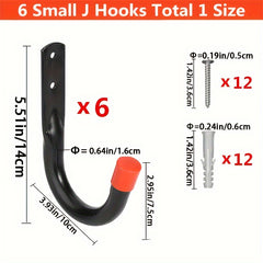 6pcs Garage J Hook Heavy Duty Garage Storage Utility Hooks Helmet Supplies