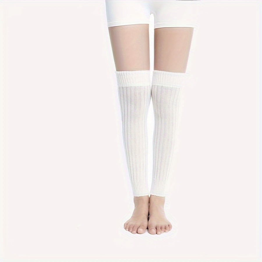 Ribbed Leg Warmers Soft & Comfy All match Socks Women's Stockings