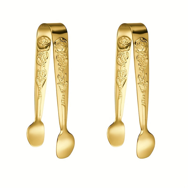 2PCS Mini Serving Tongs Stainless Steel for Tea Coffee