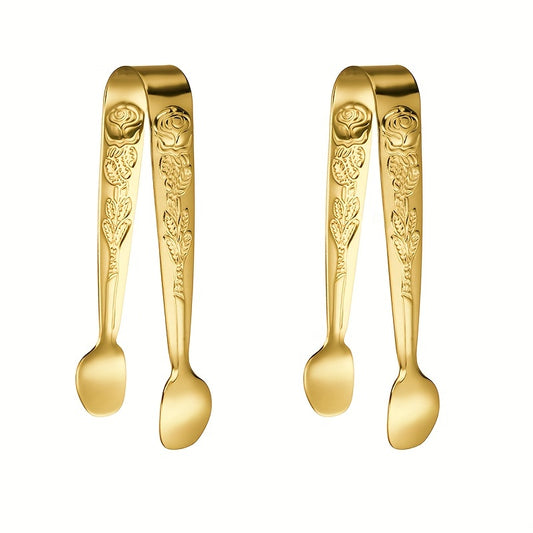 2PCS Mini Serving Tongs Stainless Steel for Tea Coffee