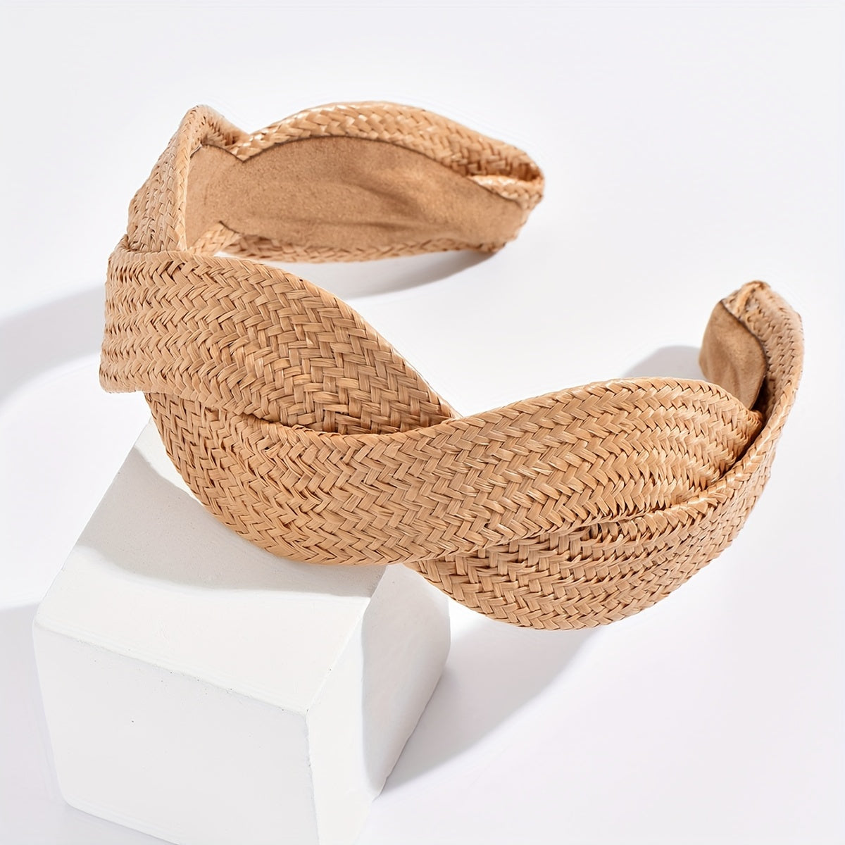 Straw Twist Headband Wide Brim Solid Hair Hoop Boho Party Banquet