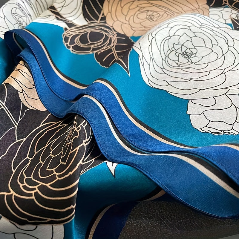 Camellia Print Bandana Classic Satin Square Scarf