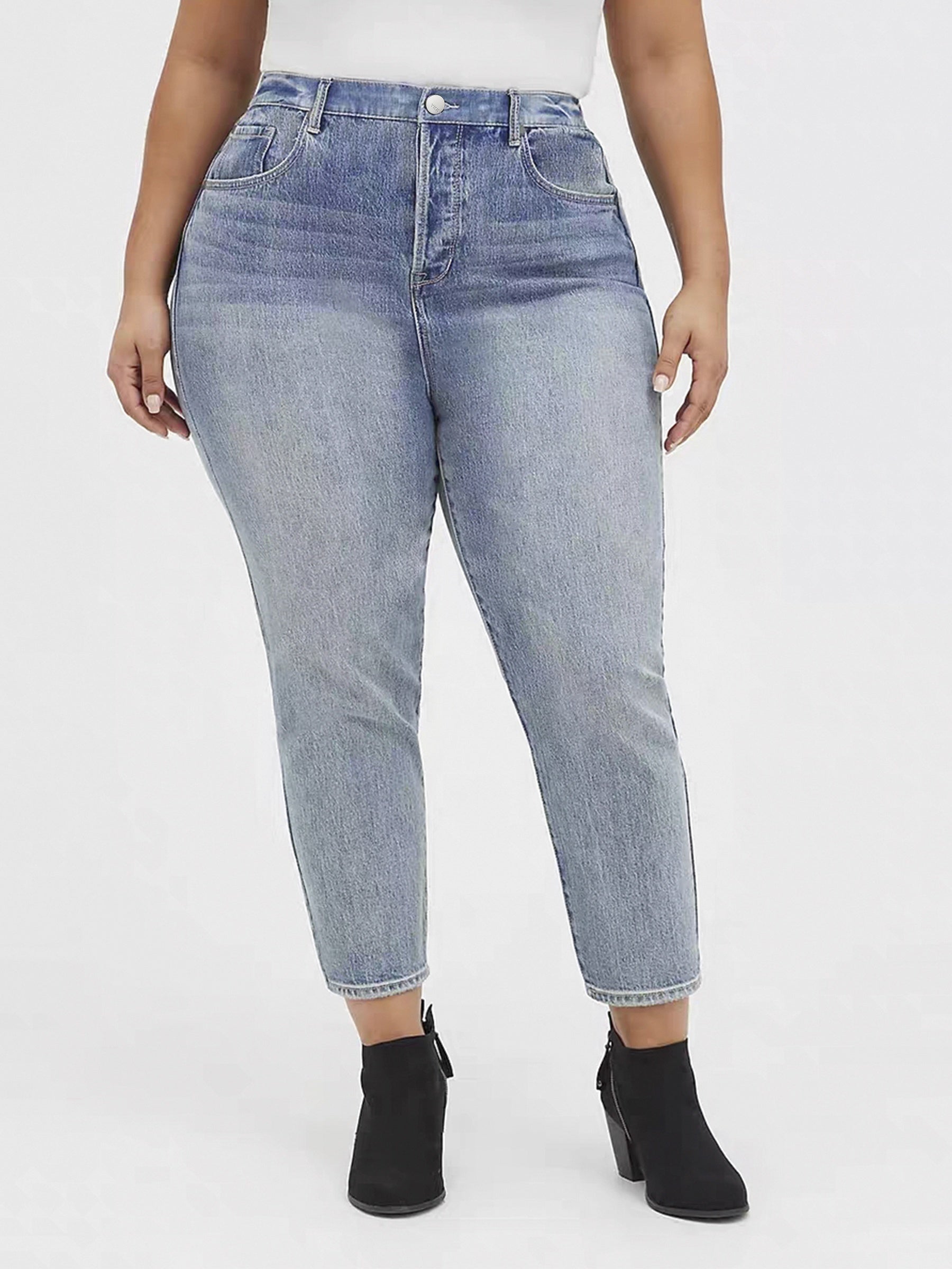  High Rise Straight Leg Denim Pants