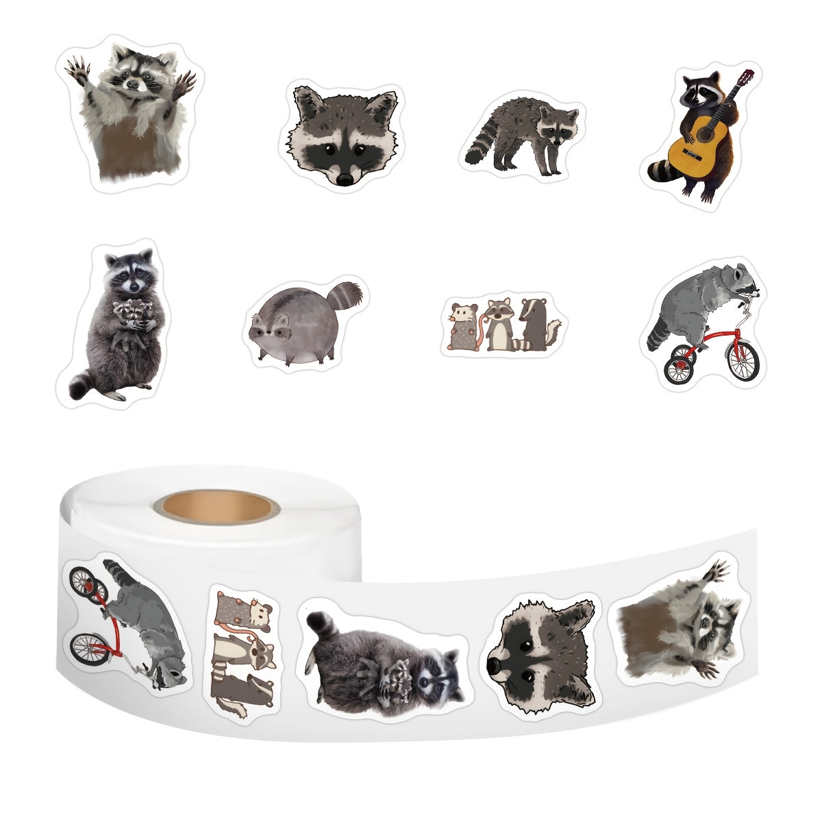 500 Cartoon Raccoon Vinyl Stickers Self Adhesive Decals for Scrapbooking