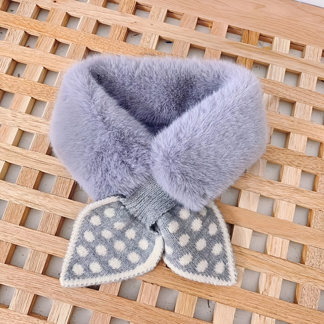Kids Polka Dot Plush Scarf for Fall Winter