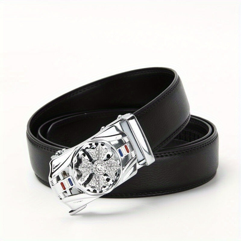 Men's Automatic Buckle Belt PU Leather Business Suit Waist Strap