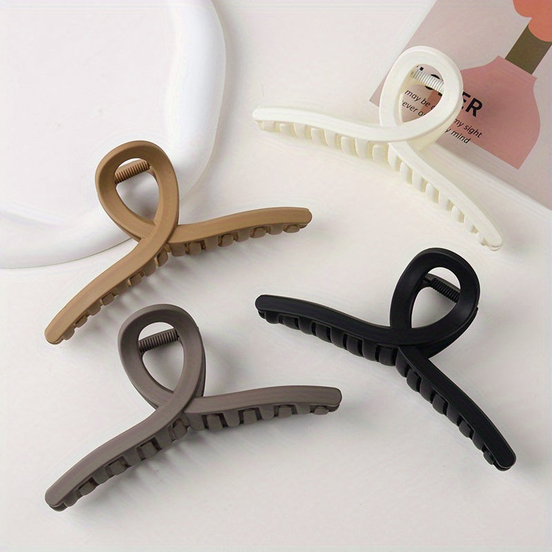 4pcs Transparent Hair Grab Clip Large Solid Hairpin Strong Hold