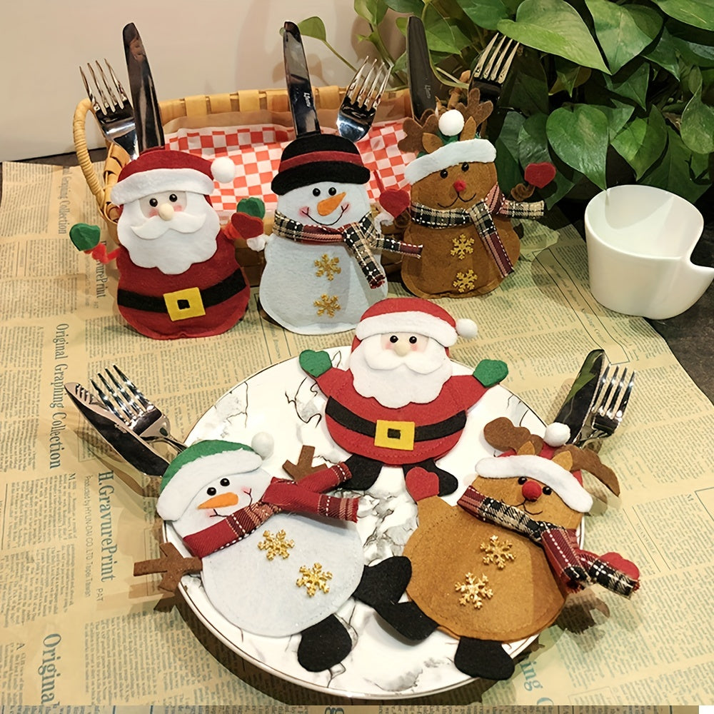 6pcs Santa Claus Cutlery Holder Pouch Xmas Silverware Organizers