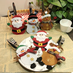 6pcs Santa Claus Cutlery Holder Pouch Xmas Silverware Organizers