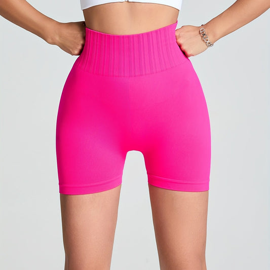 High Waist Yoga Shorts Slim Fit High Stretch Sporty Workout Shorts