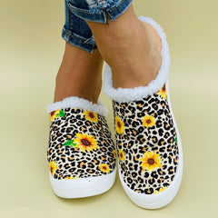 Women's Winter Sunflower Slip-On Sneakers Warm and Lightweight