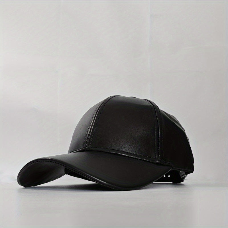Unisex Outdoor PU Solid Baseball Cap | Smooth Leather All-match Dad Hat