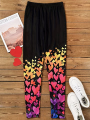  Colorful Heart Print High Rise Leggings