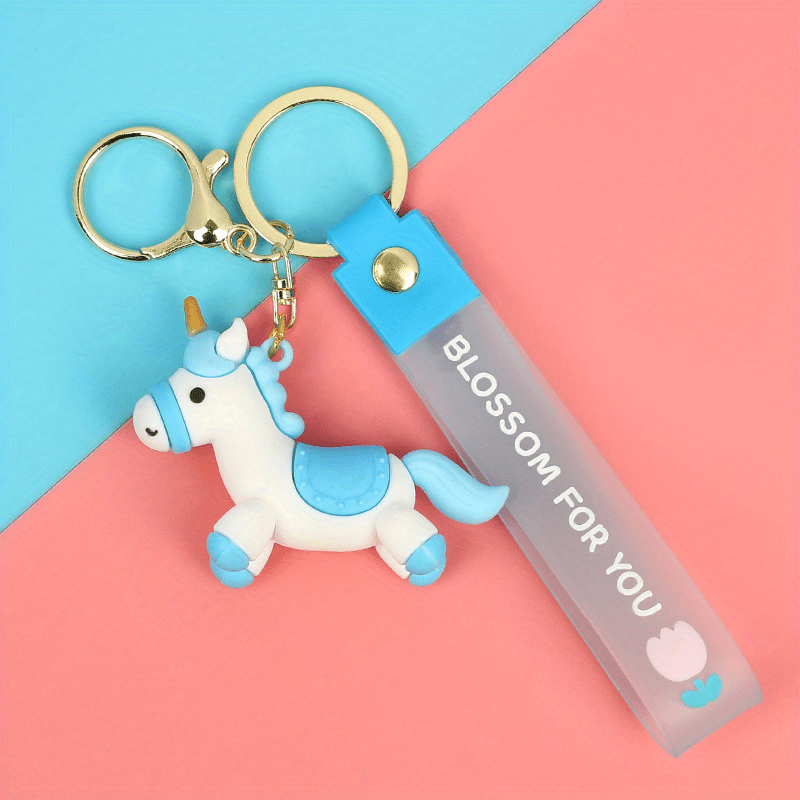 Cartoon Unicorn Pony Keychain Animal Key Ring Purse Handbag Car Charm Gift