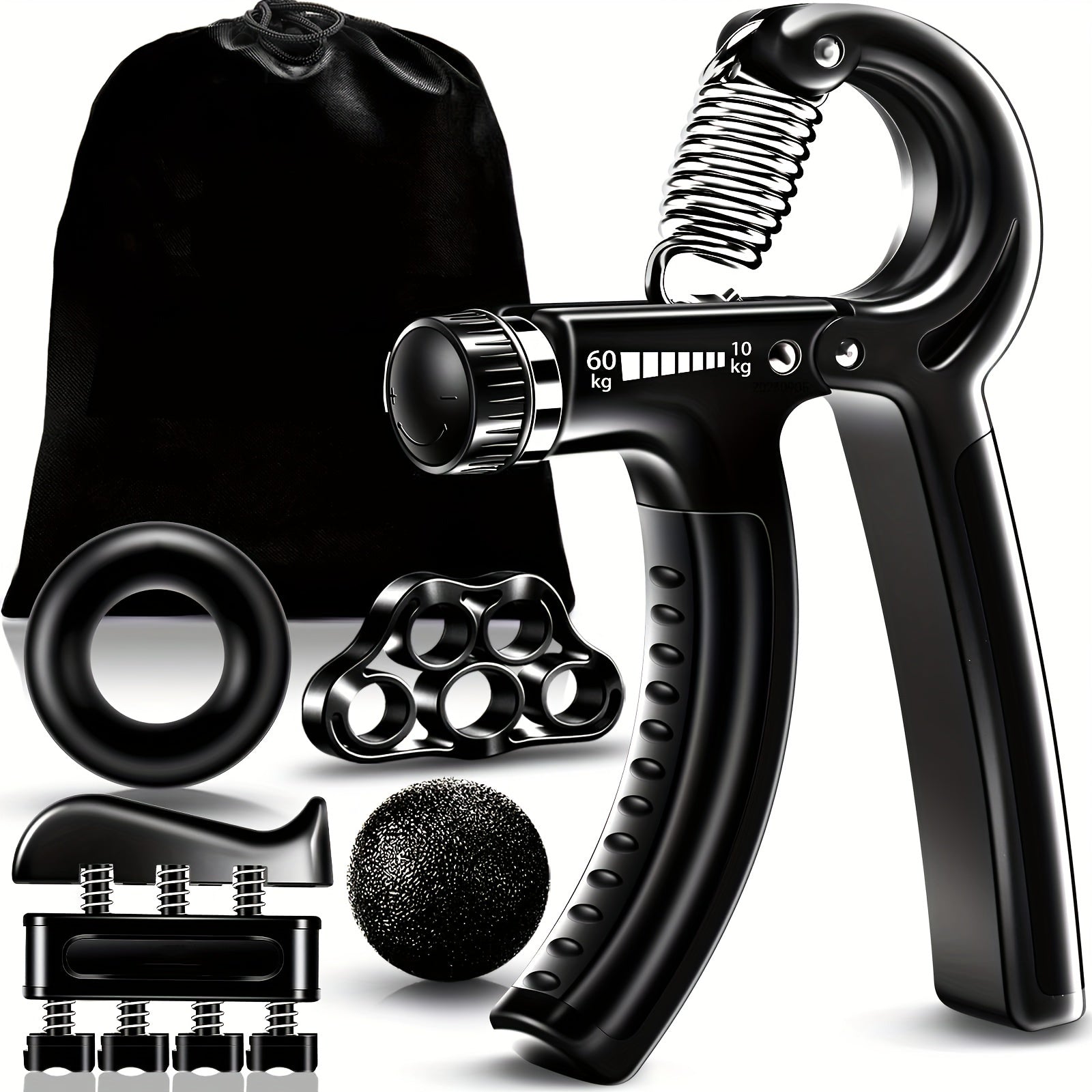 Adjustable Hand Grip Strengthener Kit Finger Exerciser Set