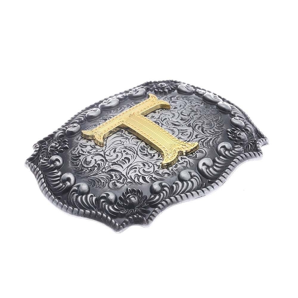 Casual Western Denim Letter T Belt Buckle