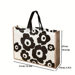 2pcs Retro Flower Print Handbag Large Capacity Storage Bag