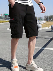 Men's Classic Cargo Shorts Solid Cotton Pocket Waist Drawstring