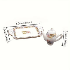 Dollhouse Tea Set Porcelain Floral Pattern Tableware