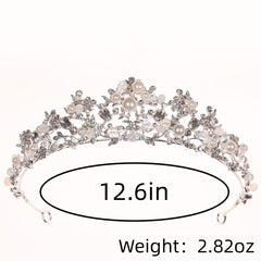 Silvery Crystal Faux Pearl Tiaras And Crowns Headband Rhinestone Hairband Bride