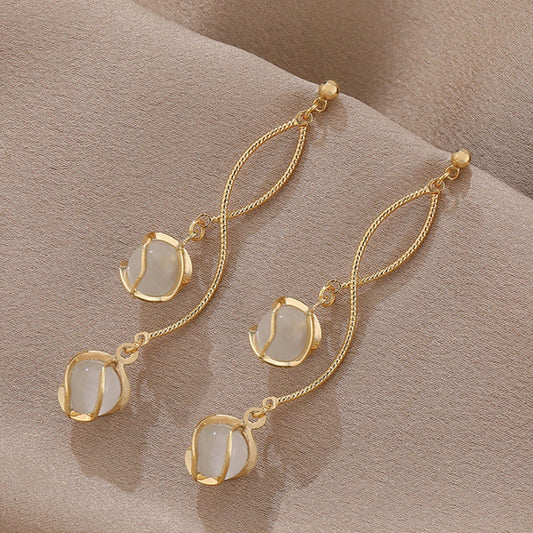 Tassel Opal Earrings Women Girls Party Prom Decor
