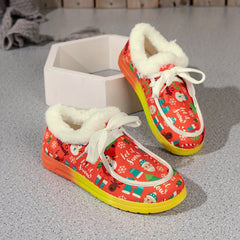 Women's Christmas Santa & Tree Cartoon Pattern Non slip Walking Sneakers