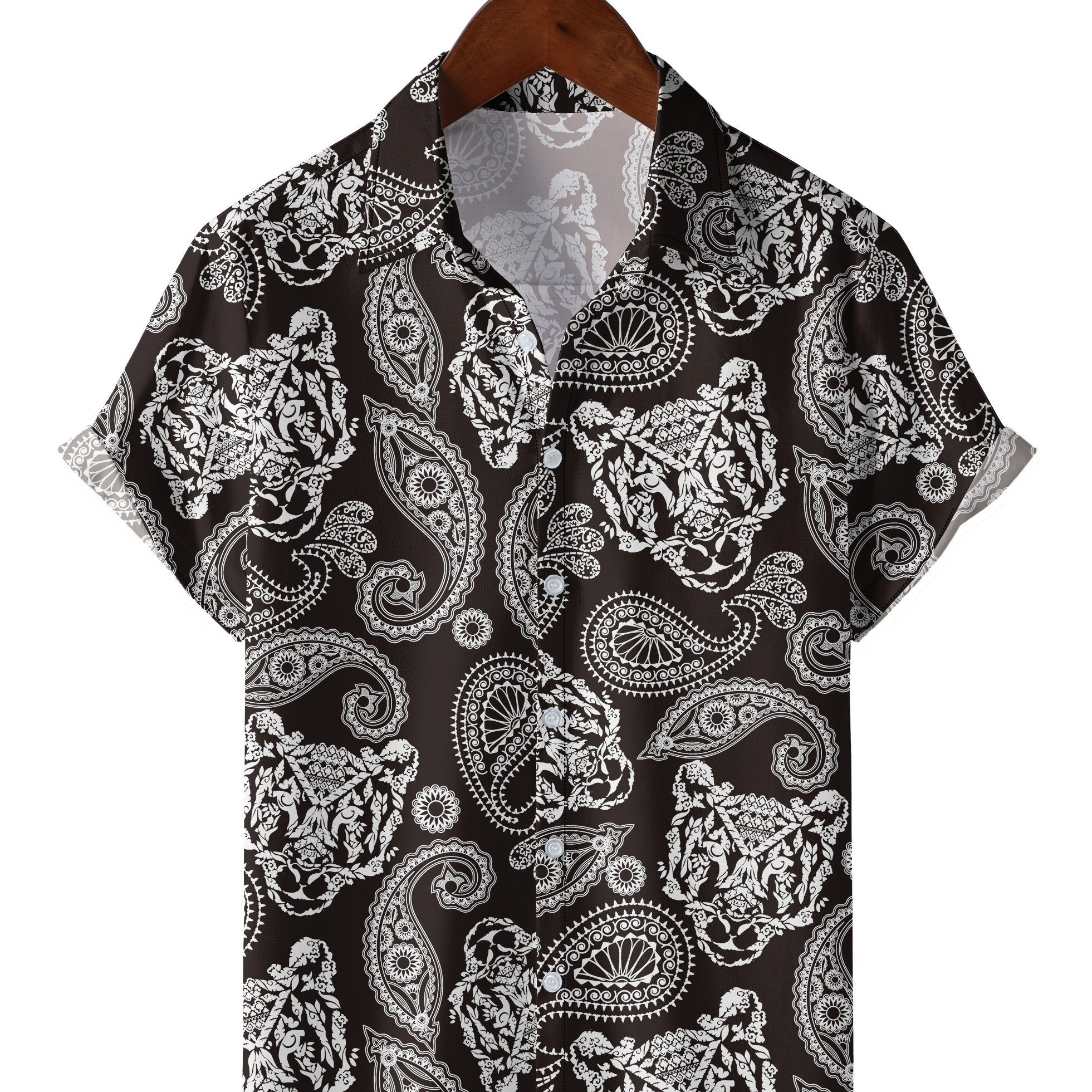 Men's Paisley Print Bowling Shirt Camp Collar Short Sleeves Hawaiian Shirt