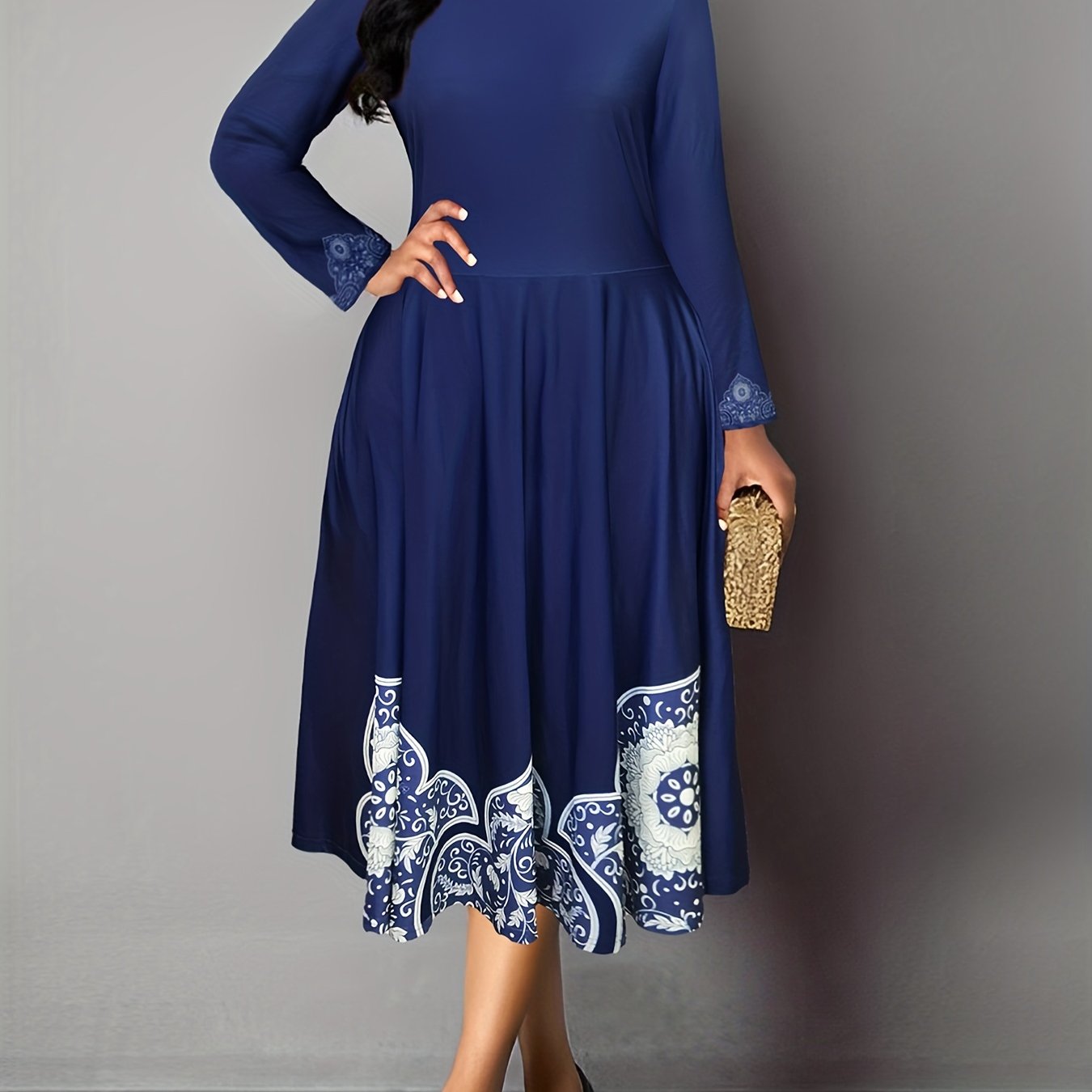 Geometric Print Plus Size Boho Maxi Dress