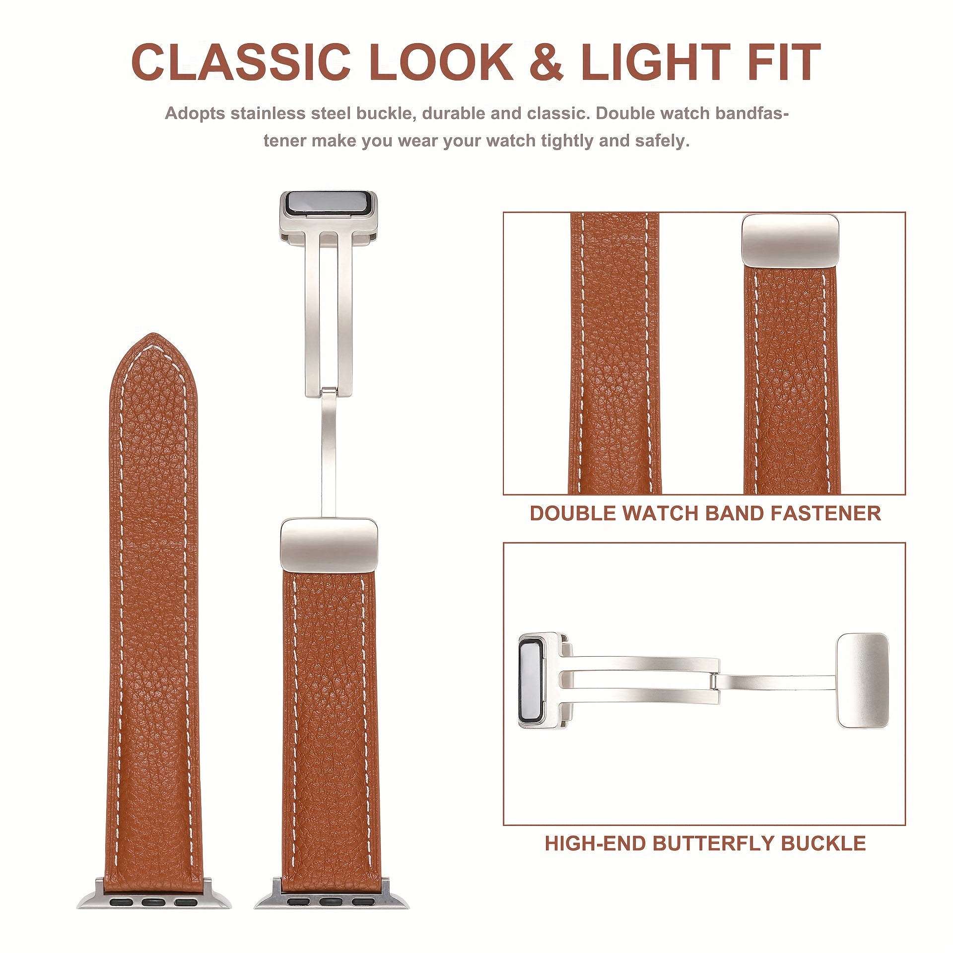 Leather Watch Strap for Smart Watch Magnetic Buckle Sport Band