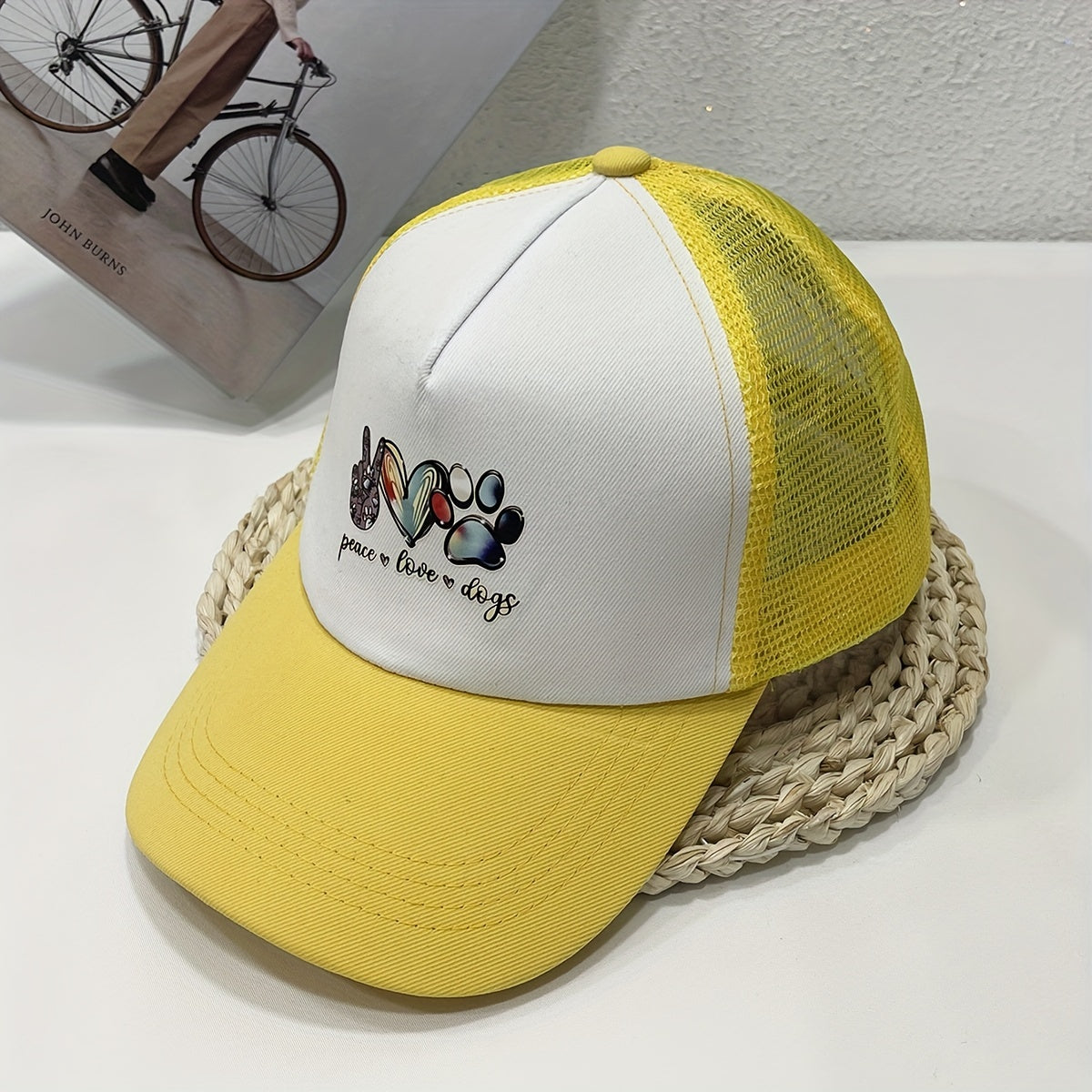 Love Dog Trucker Hat Cartoon Printed Baseball Cap Mesh Sun Hats
