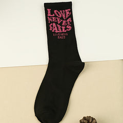 1 2 3 Pairs Letter Print Socks Women's Mid Tube Stockings