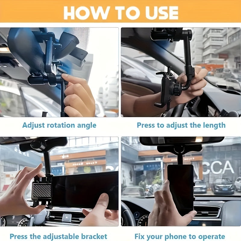 Car Rearview Mirror Travel Recorder & Phone Holder