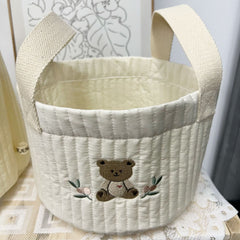 Quilted Fabric Storage Bucket for Baby's Room