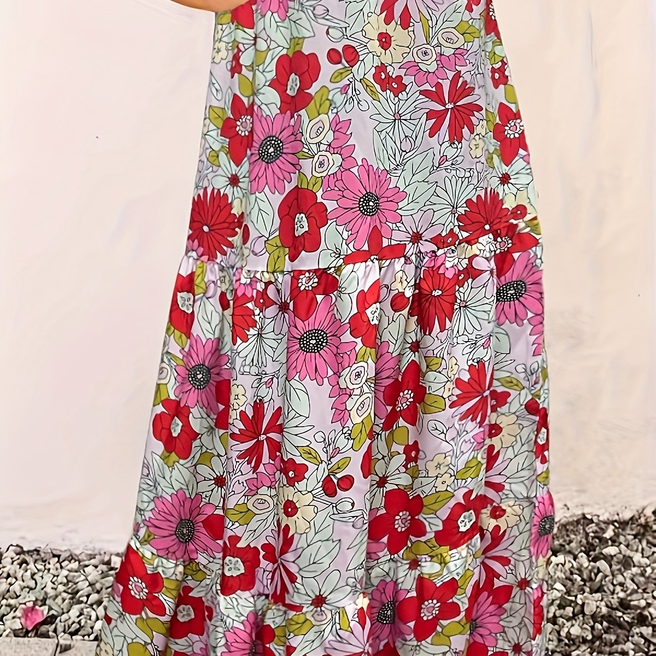  Floral Print Smock Maxi Skirt