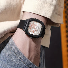Waterproof Chronograph Wristwatch Analog Leather Strap Watch For Boys
