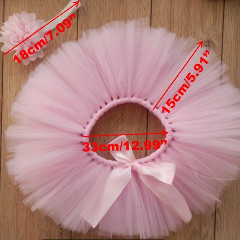 2pcs Baby Rabbit Skirt Headband Children's Photography Clothing Pink Purple
