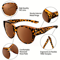 Fit Over Sunglasses Retro Tortoiseshell UV400 Sun Shades