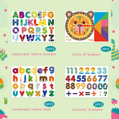 Magnetic Letters & Numbers Clock Toy Set ABC Numbers Colorful Animals