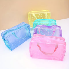 Floral Print Makeup Pouch Zipper Portable Cosmetic Bag